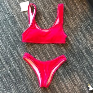 Pink velvet bikini